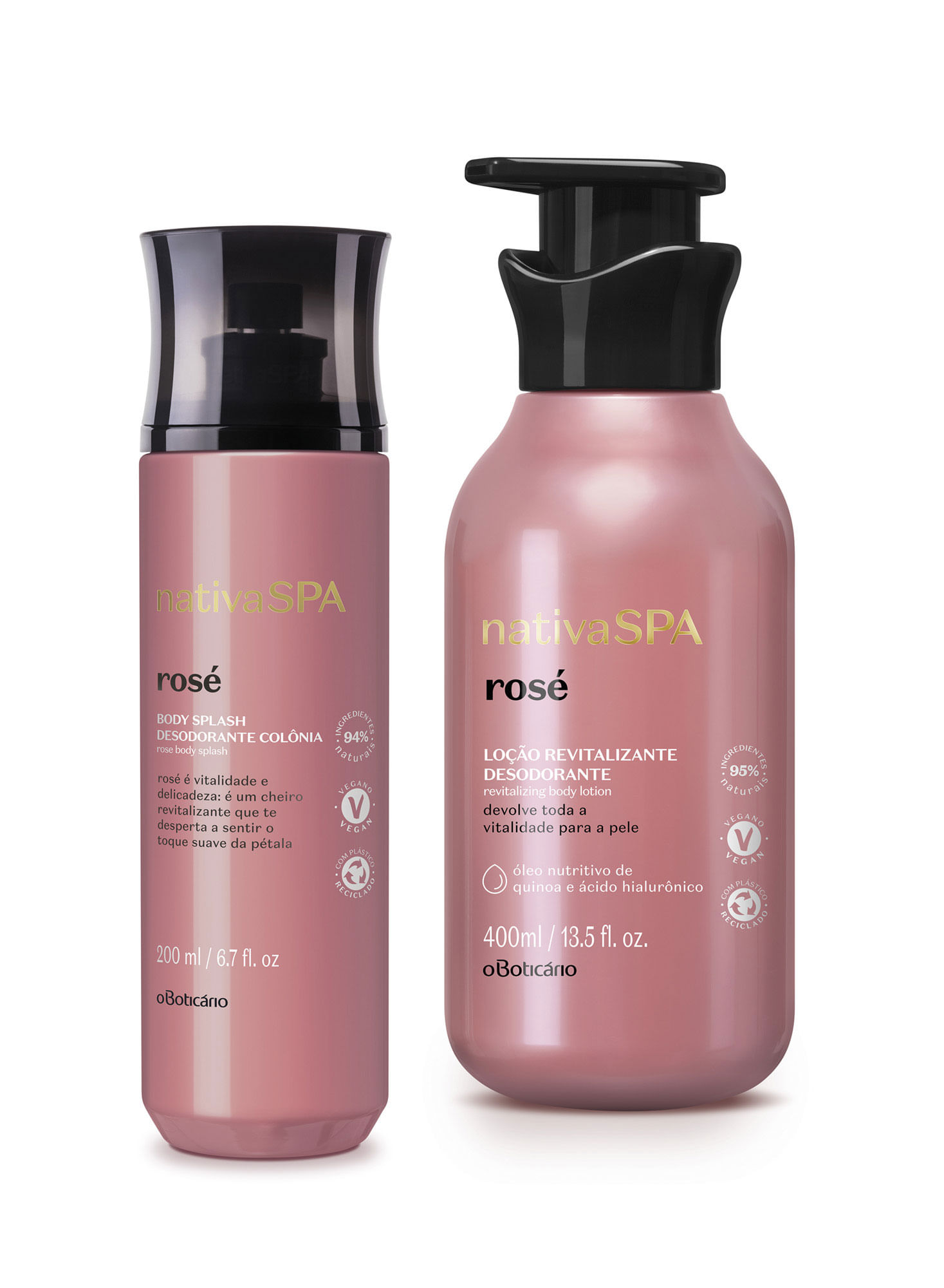 Combo Nativa Spa Rosé Loção 400ml + Body Splash O